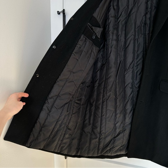 Strauss Men’s Insulated Wool Blend Black Winter Pea Coat Jacket - Picture 6 of 9